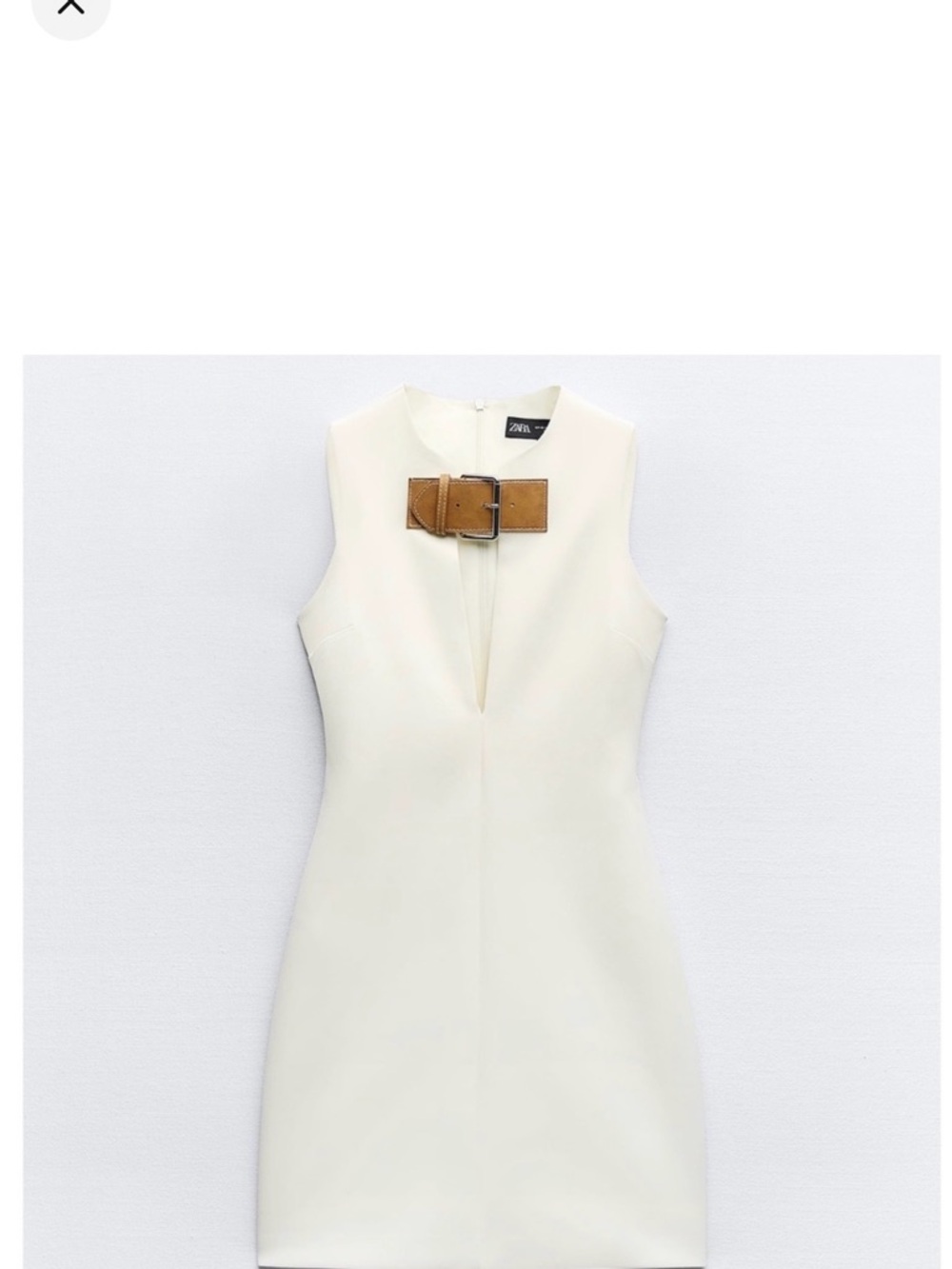 Zara Cream Mini Dress with Brown Buckle